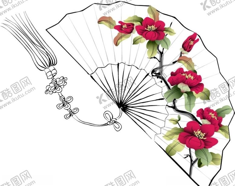 编号：62213110080433202035【酷图网】源文件下载-矢量国画折扇扇子