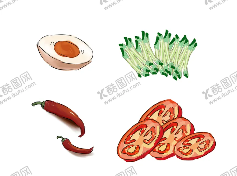 编号：23584710021407364720【酷图网】源文件下载-手绘食材配菜