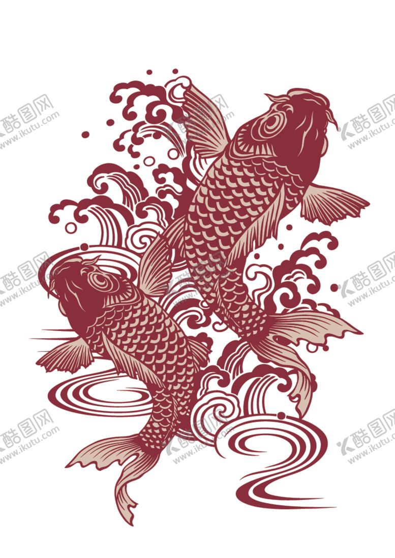 编号：33632201142118141589【酷图网】源文件下载-鲤鱼锦鲤矢量剪影