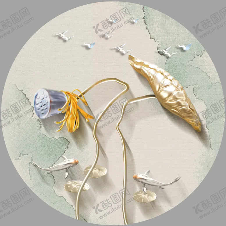编号：89680911162229111759【酷图网】源文件下载-清荷墨韵荷花装饰画