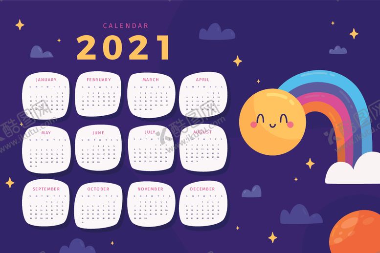 编号：59029805020315242367【酷图网】源文件下载-2021年日历