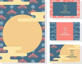 日式风格几何图案卡片设计