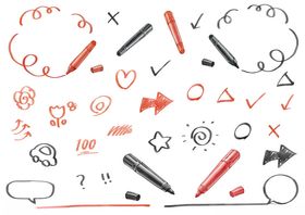 手绘涂鸦文具及符号集合