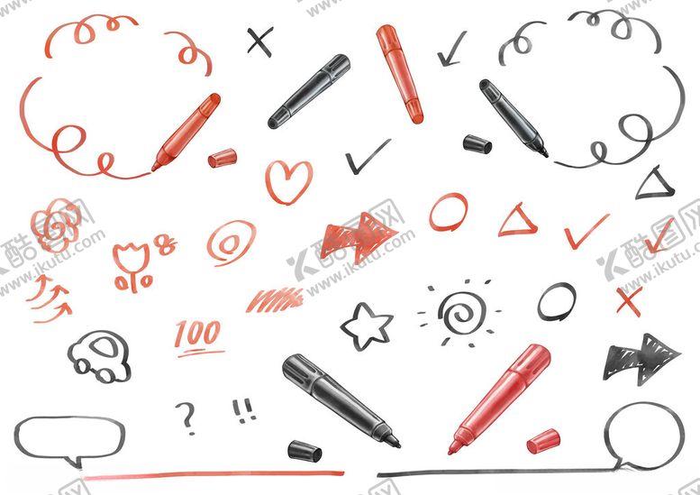 编号：92053711151427255019【酷图网】源文件下载-手绘涂鸦文具及符号集合