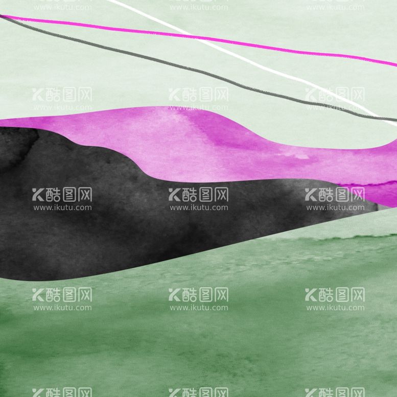 编号：16306211291341385912【酷图网】源文件下载-水彩山脉抽象挂画装饰画