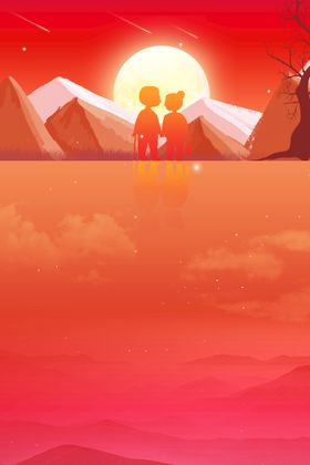 感恩节背景插画橙色夕阳