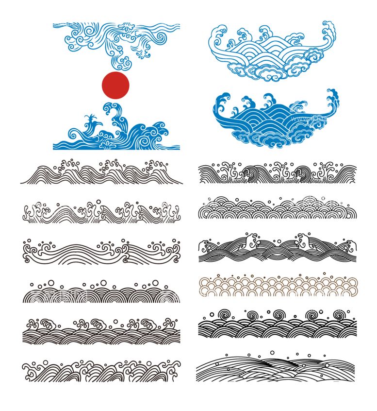 编号：14524312071831053279【酷图网】源文件下载-海浪矢量花纹