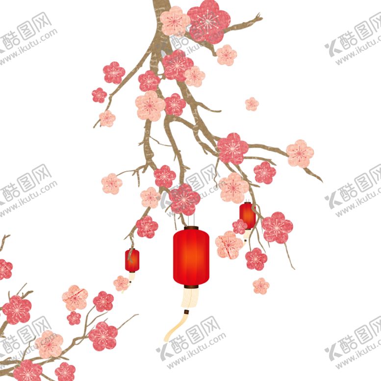 编号：23048209180419466230【酷图网】源文件下载-中国风灯笼梅花元素PNG