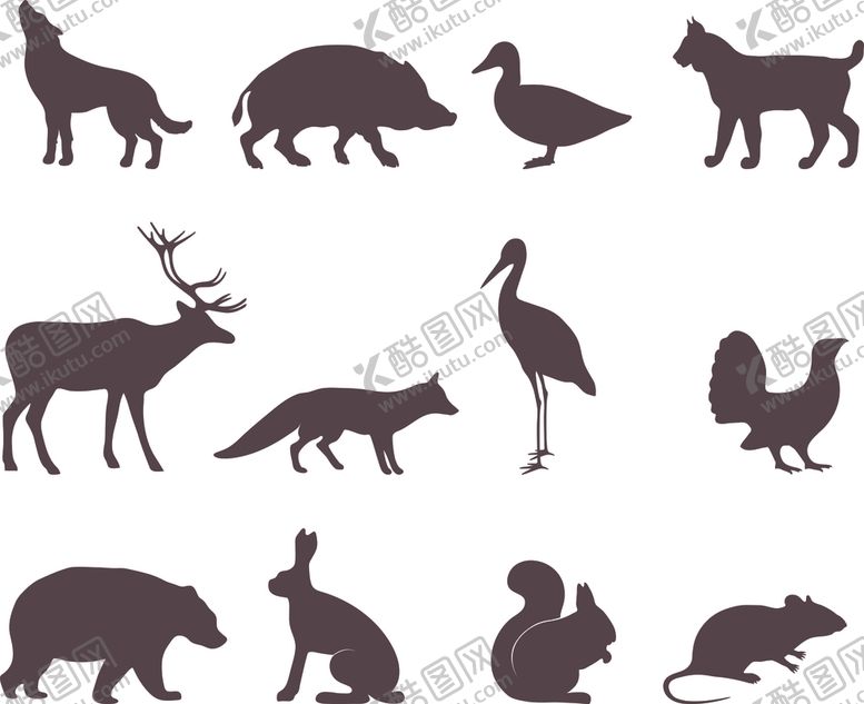 编号：98804209290604438902【酷图网】源文件下载-动物剪影