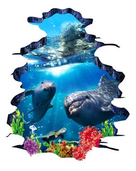 3D海底世界地板画