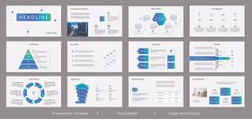 多样蓝色系商务图表模板