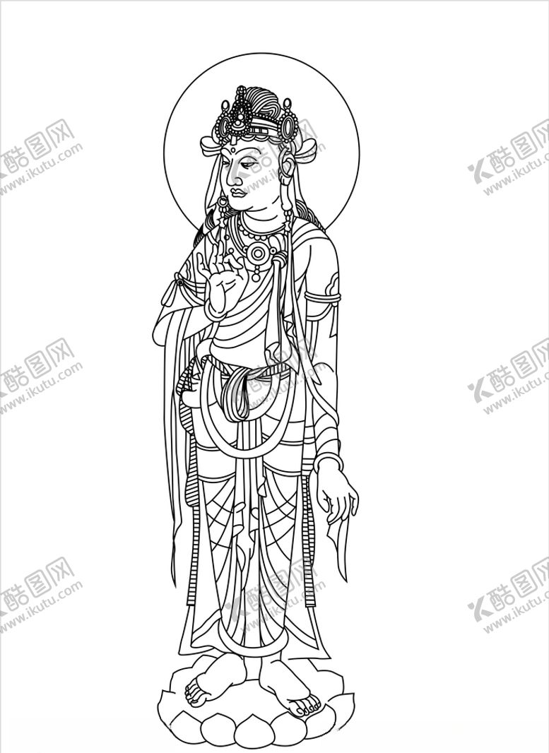 编号：89578705160738513548【酷图网】源文件下载-敦煌壁画造像线描
