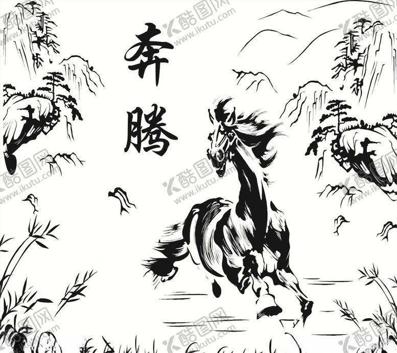 编号：88824309191216151987【酷图网】源文件下载-硅藻泥刻花线条花纹马