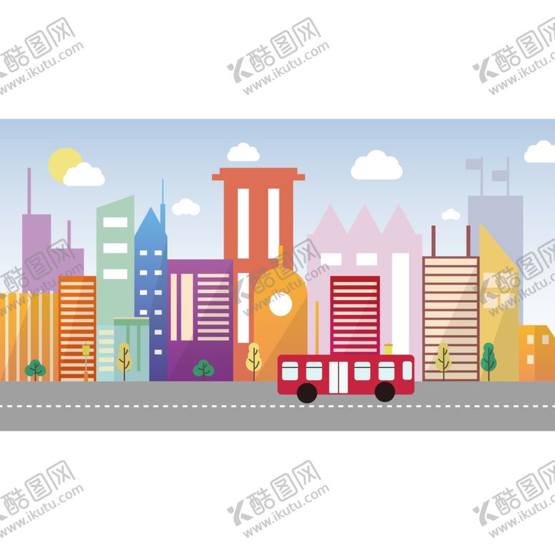 编号：34916407031255201443【酷图网】源文件下载-建筑插画卡通城市建筑剪影房子