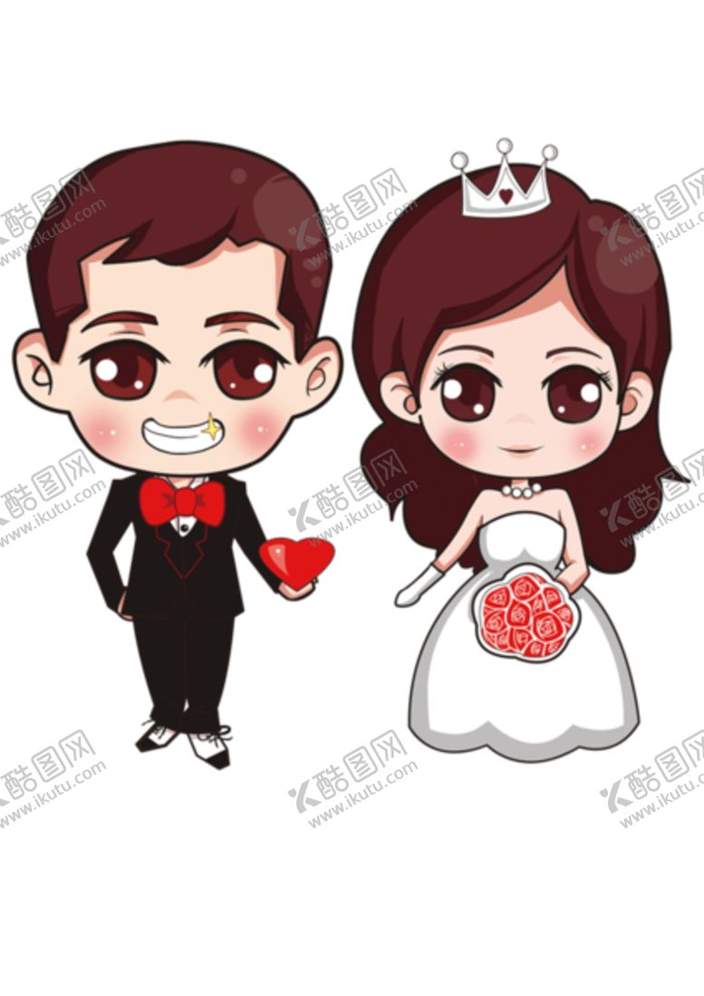编号：86440210090624156113【酷图网】源文件下载-卡通新郎新娘
