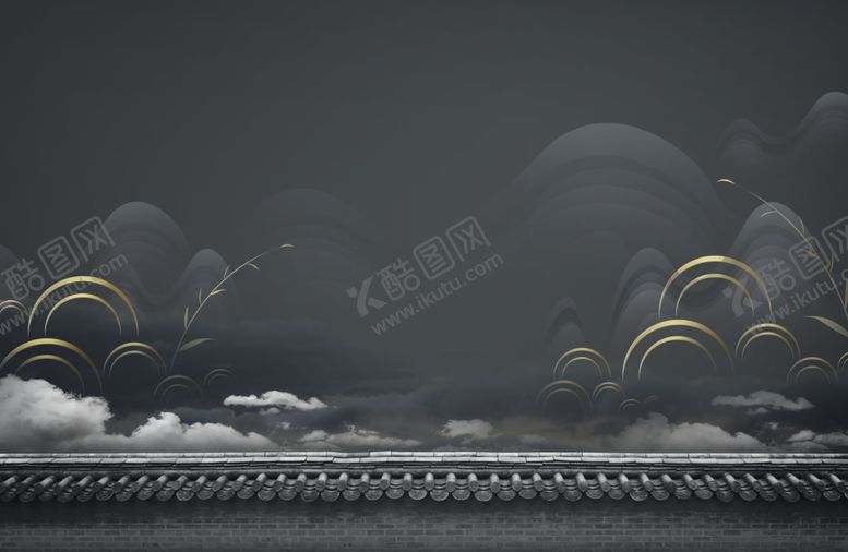 编号：68549506291829232827【酷图网】源文件下载-中式黑金风舞台背景设计