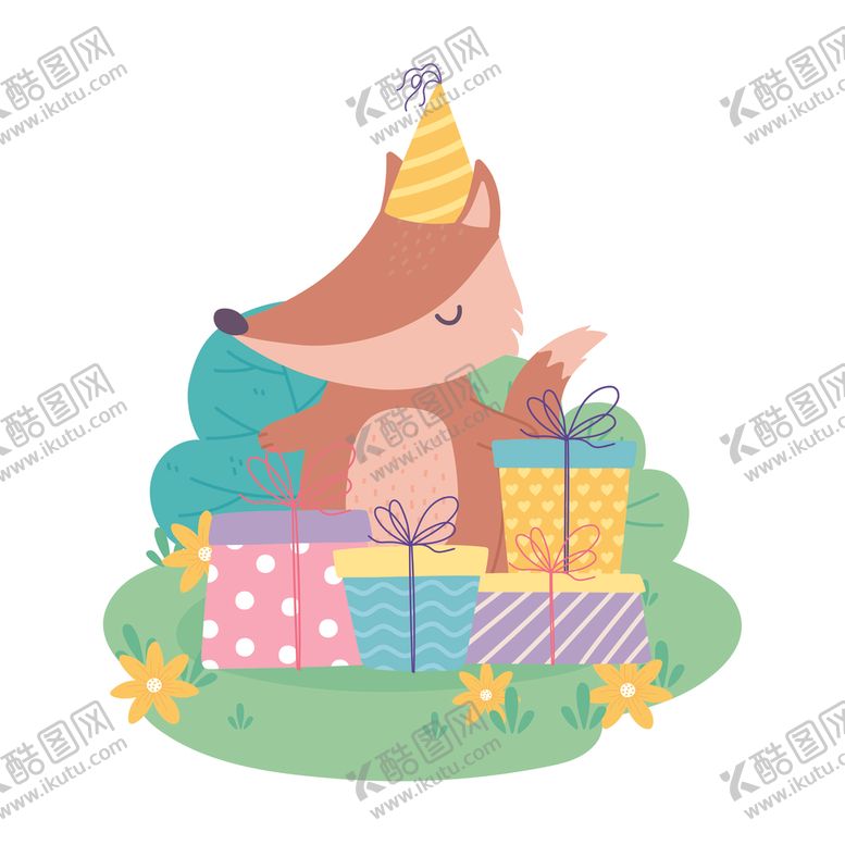 编号：33999904190418423857【酷图网】源文件下载-手绘淡彩动物