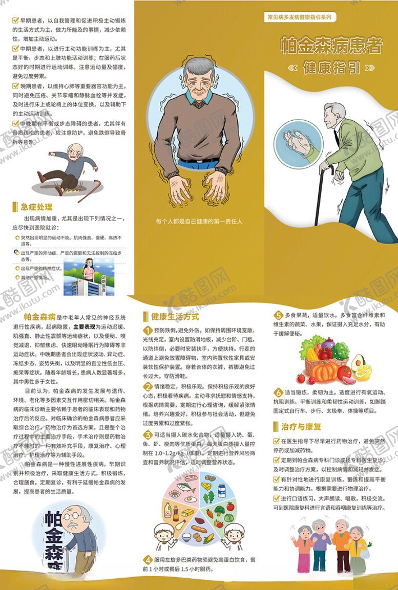 编号：93316111211630478772【酷图网】源文件下载-帕金森病患者健康指引三折页
