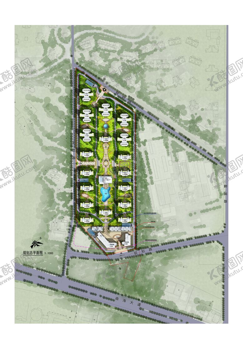 编号：40758610072135365173【酷图网】源文件下载-住宅小区彩色总平面图精细分层
