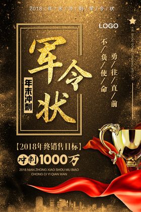 销售军令状年终冲刺黑金背景海报