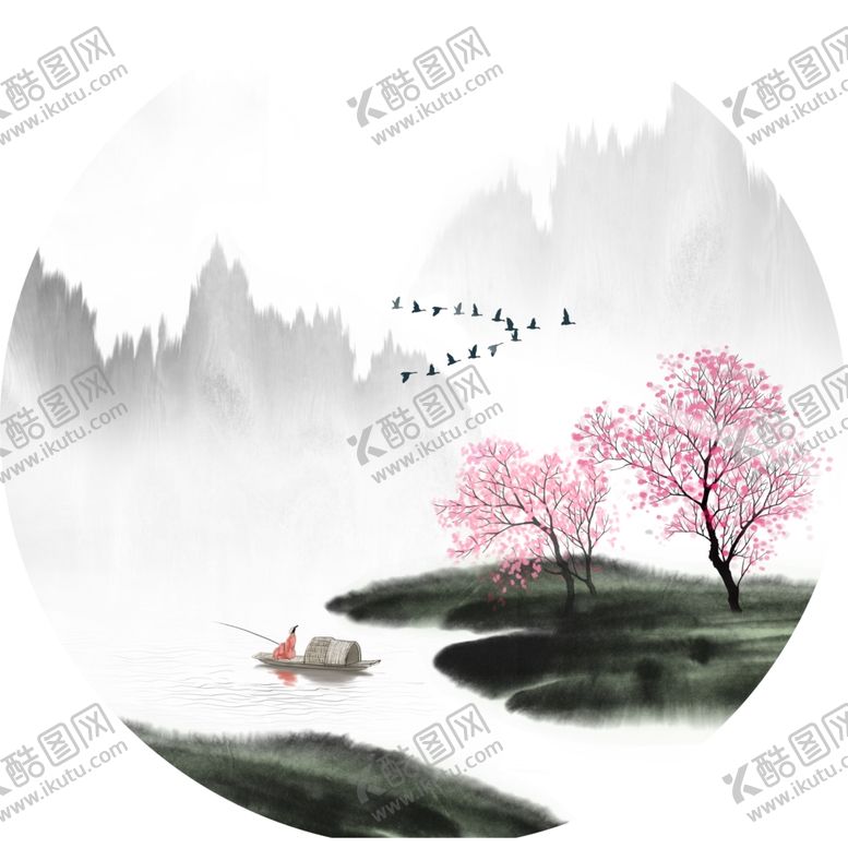 编号：20338309262032249228【酷图网】源文件下载-新中式圆形装饰画