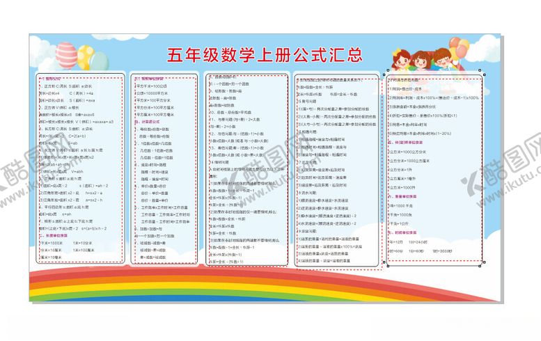 编号：80660002180423159845【酷图网】源文件下载-五年级数学公式汇总