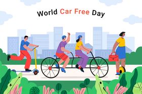 世界无车日的骑行场景
