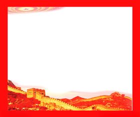红色边框风景图