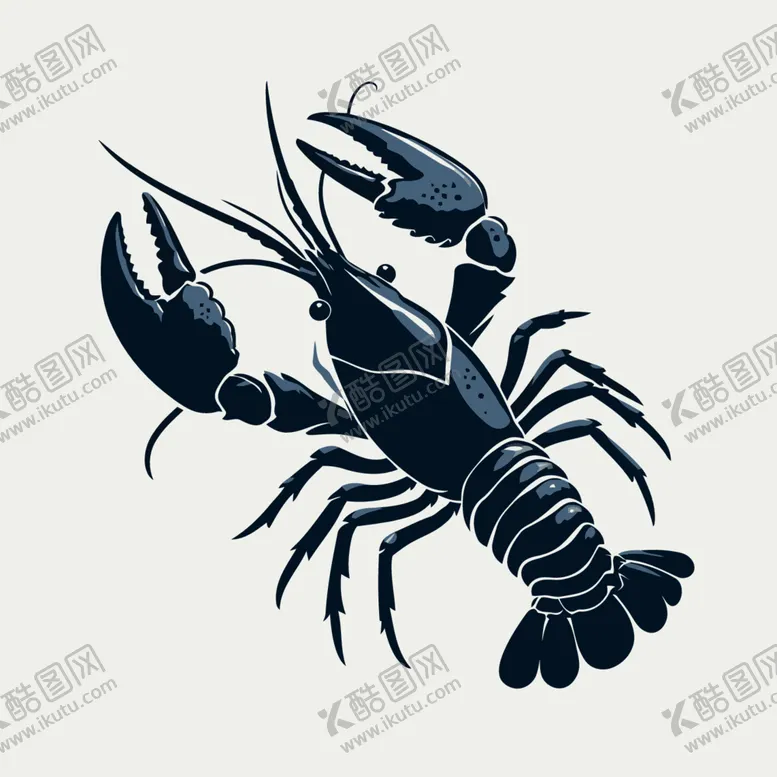 编号：84279412100754561183【酷图网】源文件下载-小龙虾扁平剪影