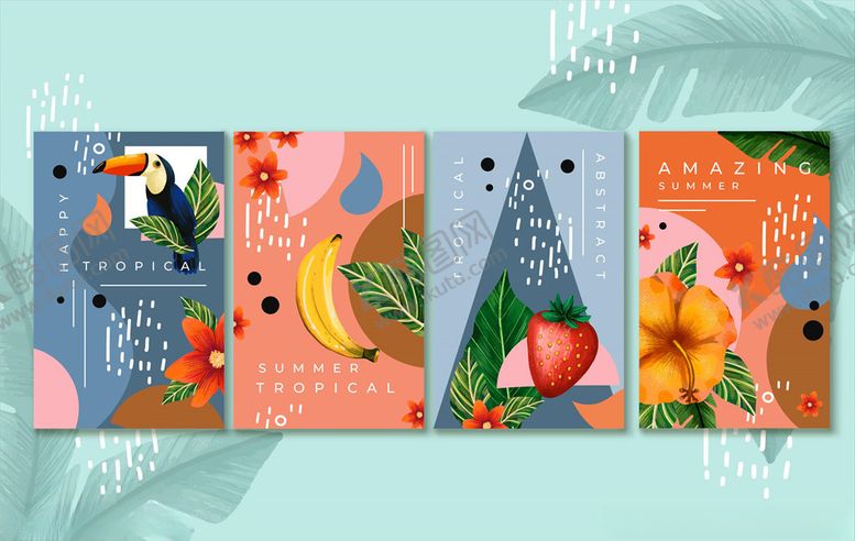 编号：14169709191756516931【酷图网】源文件下载-夏季几何卡片