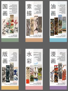 美术绘画类型介绍校园展板