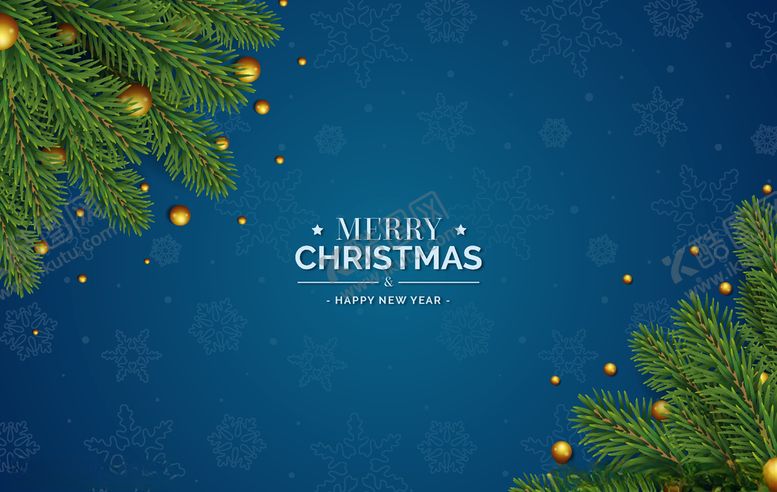 编号：76553110290531415559【酷图网】源文件下载-精美松枝蓝色圣诞贺卡