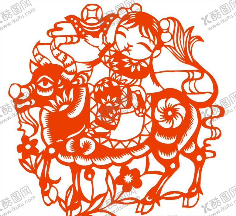 编号：25670909231247109607【酷图网】源文件下载-放牛娃牛矢量剪纸