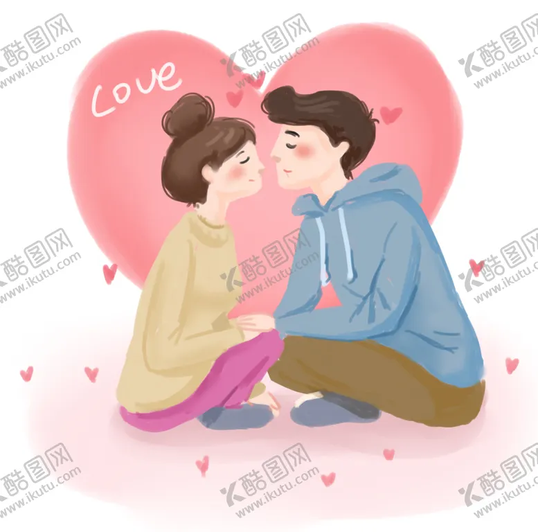 编号：52649603231334004033【酷图网】源文件下载-情人节情侣手绘插画