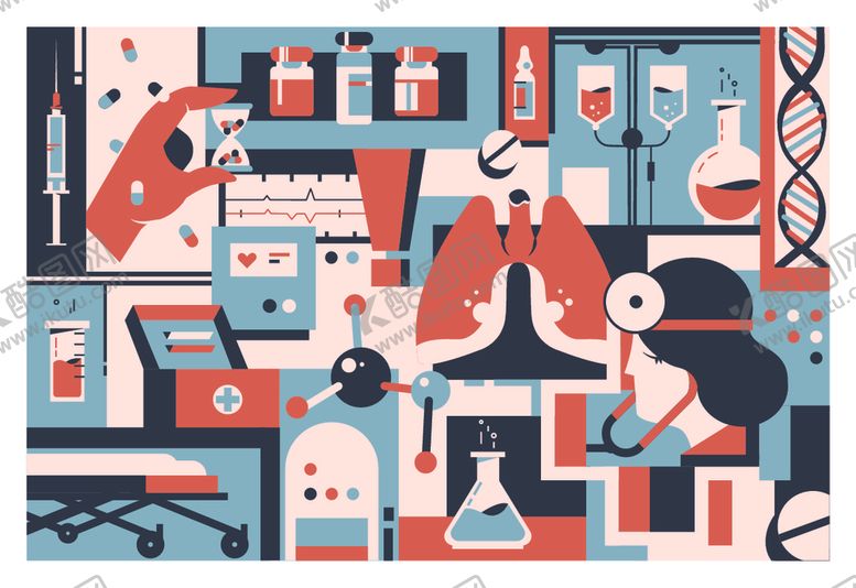 编号：59613010311852579527【酷图网】源文件下载-实验室科研场景插画