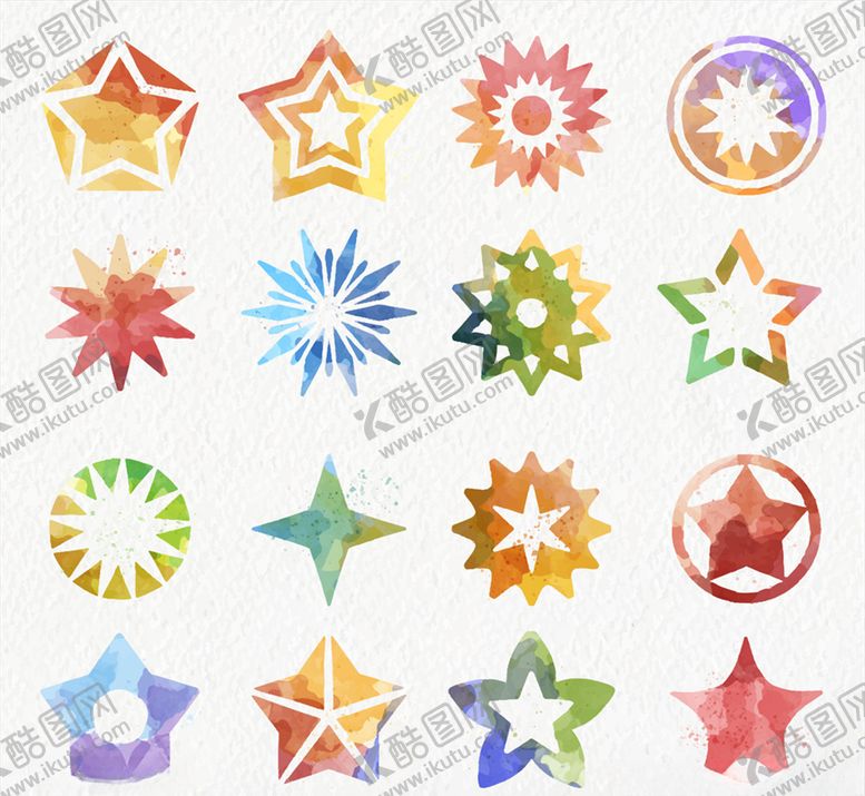 编号：33920409141752443460【酷图网】源文件下载-彩绘星星图标矢量素材