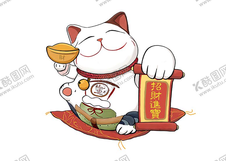 编号：02814609142012284973【酷图网】源文件下载-国潮插画卡通招财猫