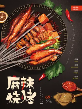 烧烤海报展板美食优惠券