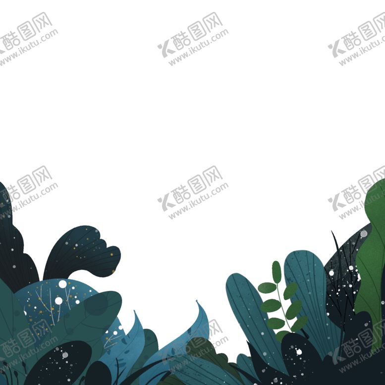 编号：35586404270442312107【酷图网】源文件下载-插画黑色墨绿色植物元素