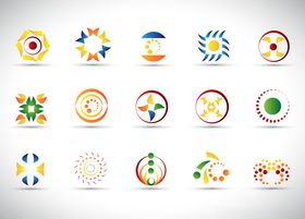 多彩创意圆形图标集合