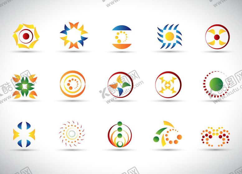 编号：70612804161255416842【酷图网】源文件下载-多彩创意圆形图标集合