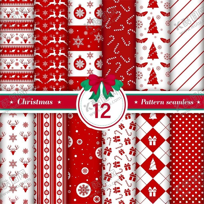 编号：20576504040932427320【酷图网】源文件下载-圣诞主题红白图案素材