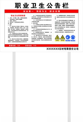 石场职业卫生公告栏