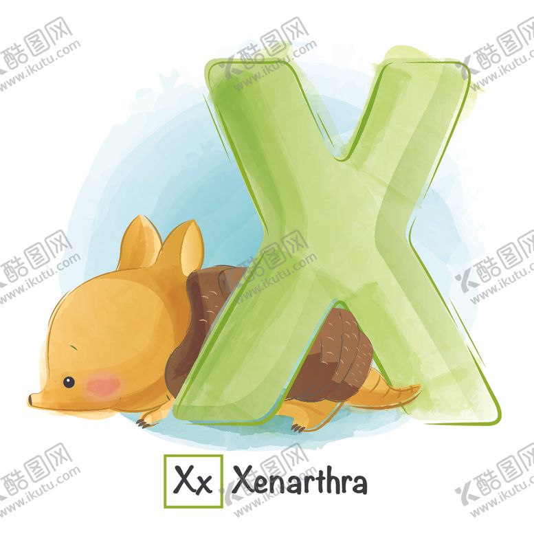 编号：27649210282249372342【酷图网】源文件下载-水彩动物和字母