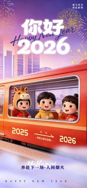 2026新年列车卡通形象展示