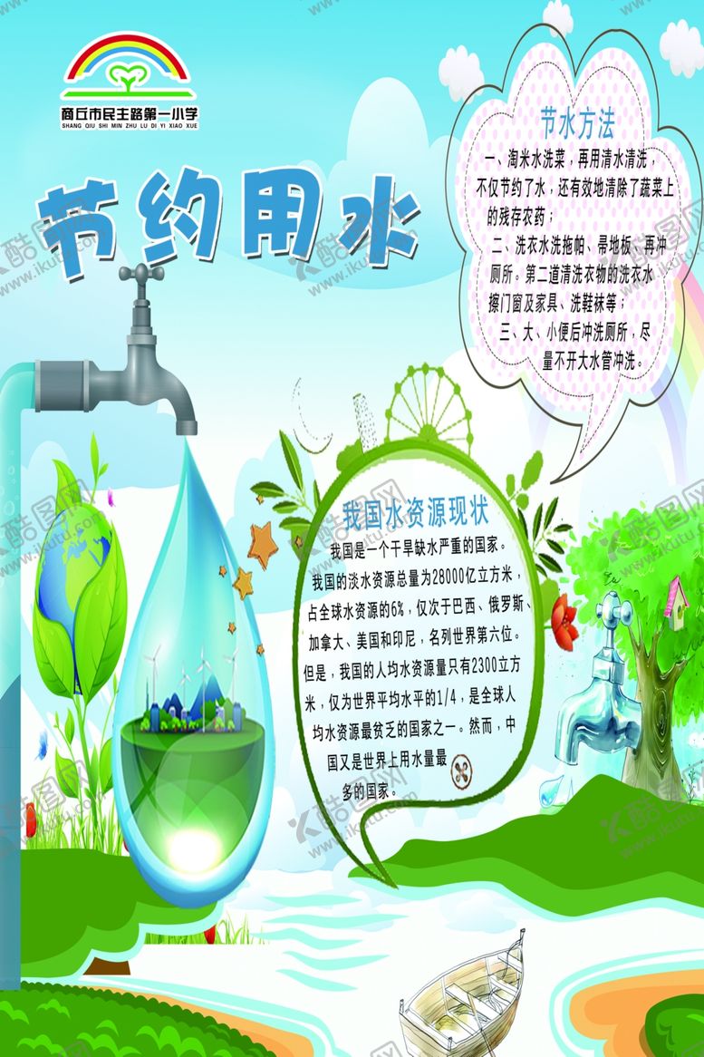 编号：86219310031515559388【酷图网】源文件下载-小学学校节约用水