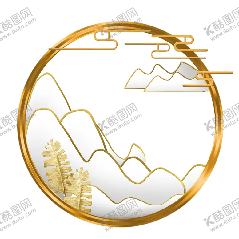编号：10987702080657155682【酷图网】源文件下载-国潮山水边框图片