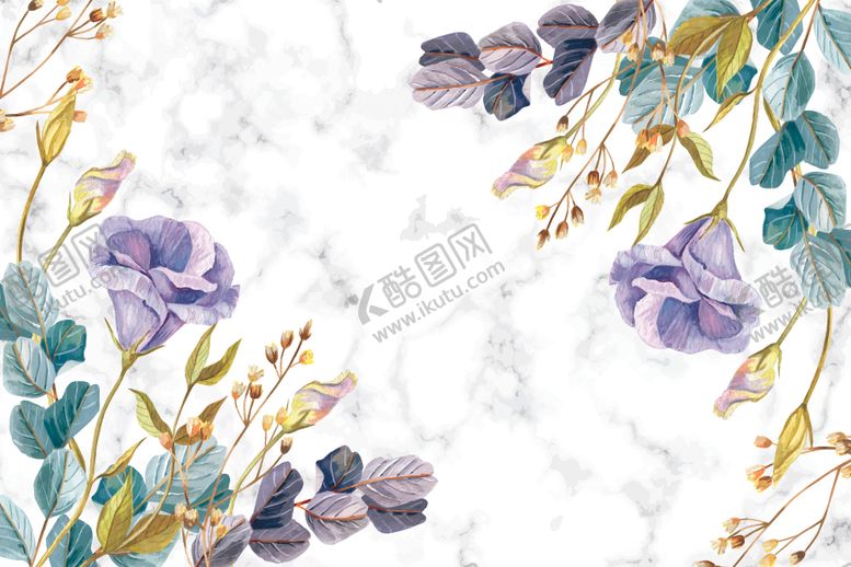 编号：38306209231008042592【酷图网】源文件下载-手绘花草蝴蝶背景图片