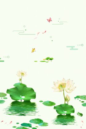 荷花插画海报图片意境展架中国风季