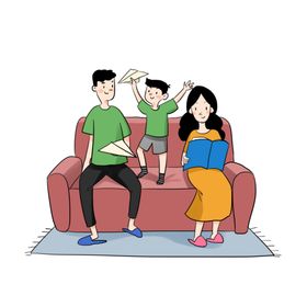 一家人插画图片